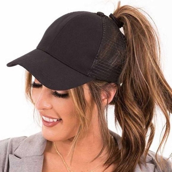 Messy bun clearance baseball hat